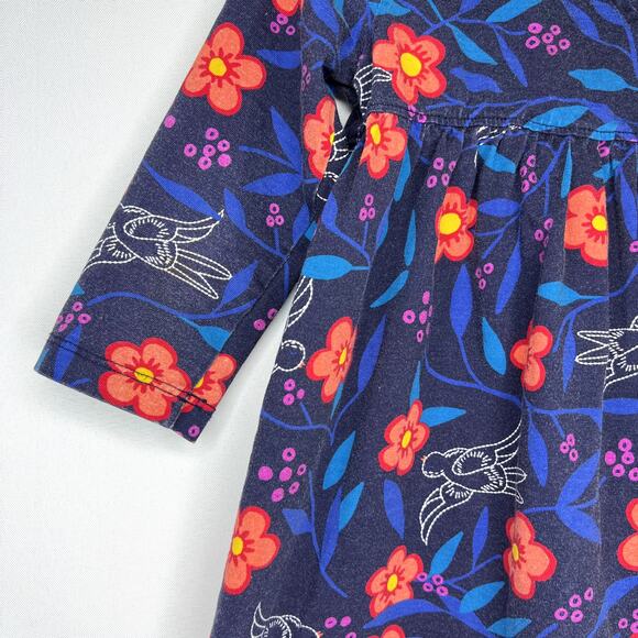 Hanna Andersson Long Sleeve Dress Floral Birds size 90 - Picture 9 of 12